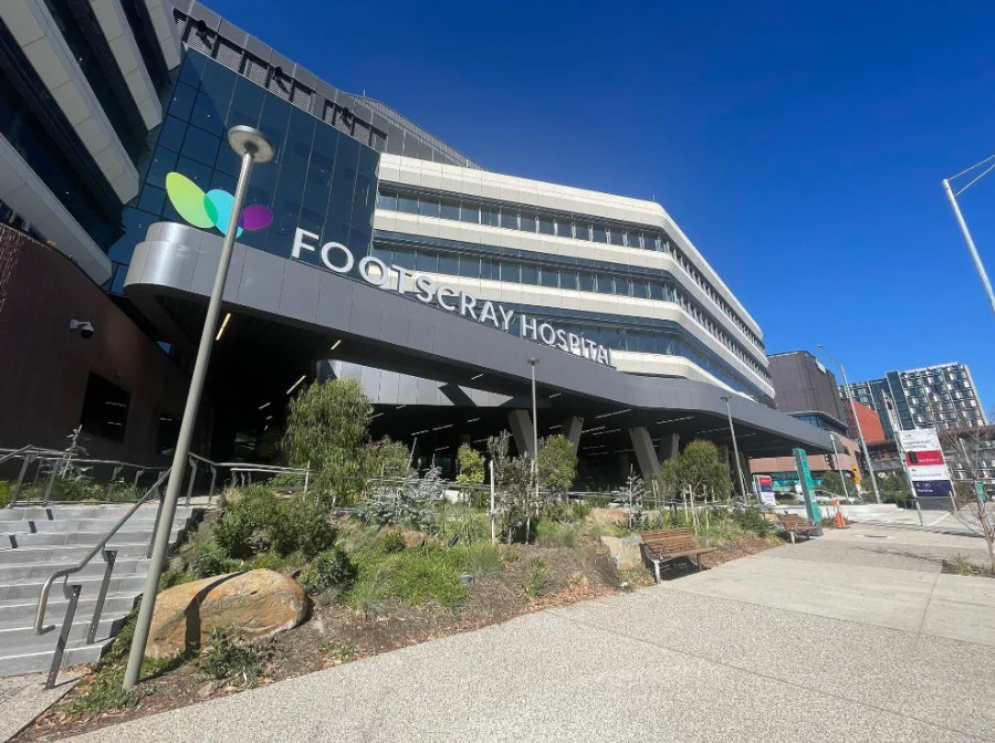 The new Footscray Hospital at dusk